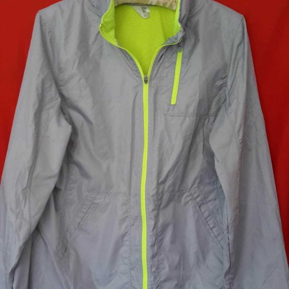 Danskin Now Silver and Neon Zip Up Jacket Size M